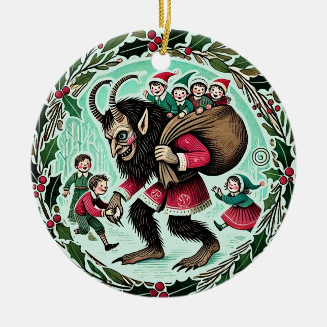 Krampus Christmas                                  Ceramic Tree Decoration (Front)