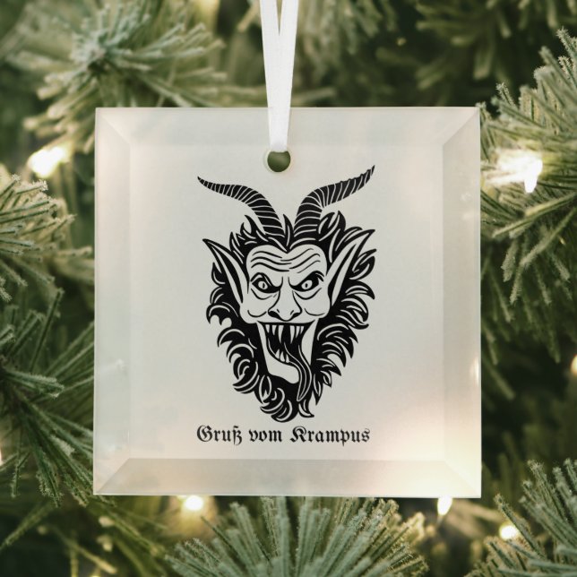 Krampus Christmas Glass Tree Decoration (Insitu)