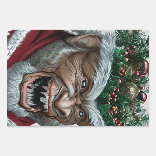 Krampus Christmas  Jigsaw Puzzle Postcard Food Lab Wrapping Paper Sheet (Front)