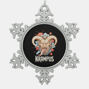 Krampus Christmas Kramperl Perchten Santa's Helper Snowflake Pewter Christmas Ornament