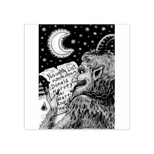 KRAMPUS CHRISTMAS NAUGHTY LIST RUBBER STAMP