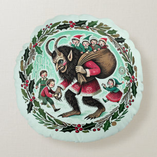 Krampus Christmas                                  Round Cushion
