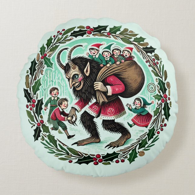 Krampus Christmas                                  Round Cushion (Front)