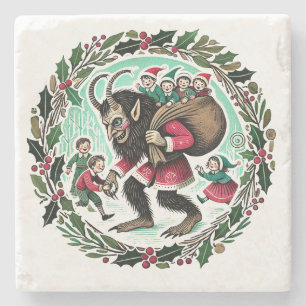 Krampus Christmas Stone Coaster