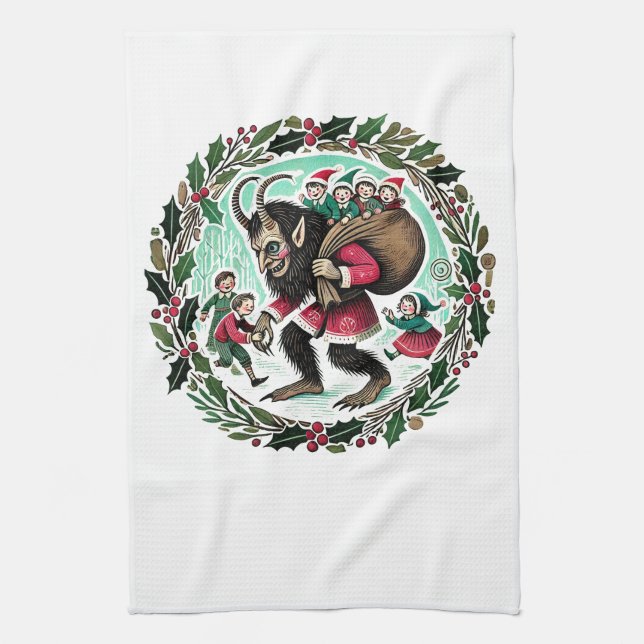 Krampus Christmas                                  Tea Towel (Vertical)