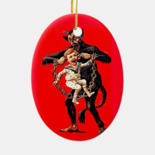 Krampus comes for bad children Christmas ornament