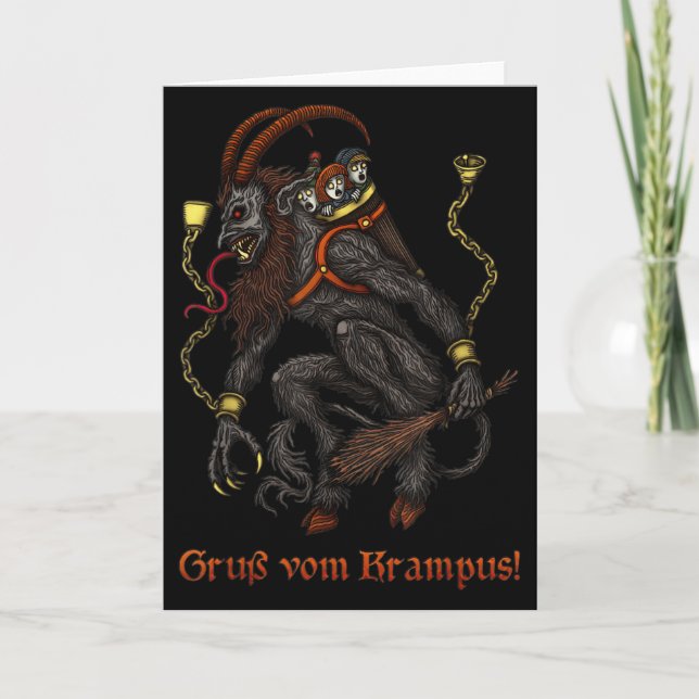 Krampus Dark Christmas Merry Krampus Holiday Horro Card (Front)