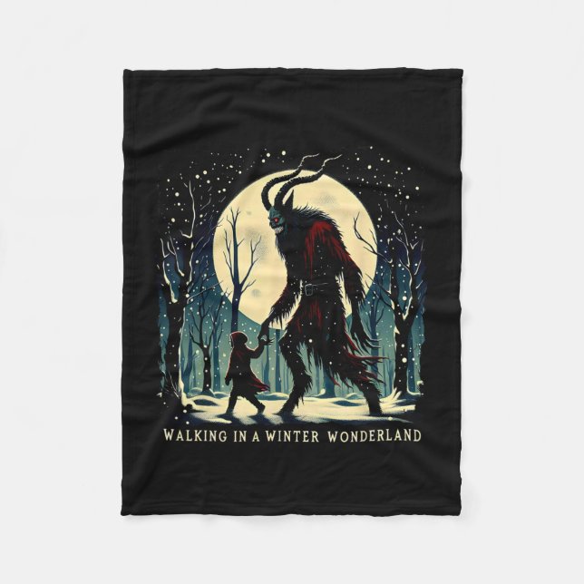 Krampus Dark Winter Holiday Walking In A Winter Wo Fleece Blanket (Front)