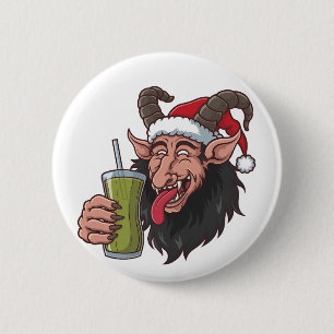 Krampus Drinking Green Matcha Christmas Spooky 6 Cm Round Badge