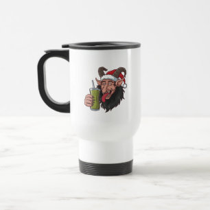 Krampus Drinking Green Matcha Christmas Spooky Travel Mug