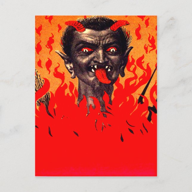 Krampus Emerging From Hell Postcard (Front)