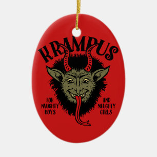 Krampus Face Naughty Ceramic Tree Decoration
