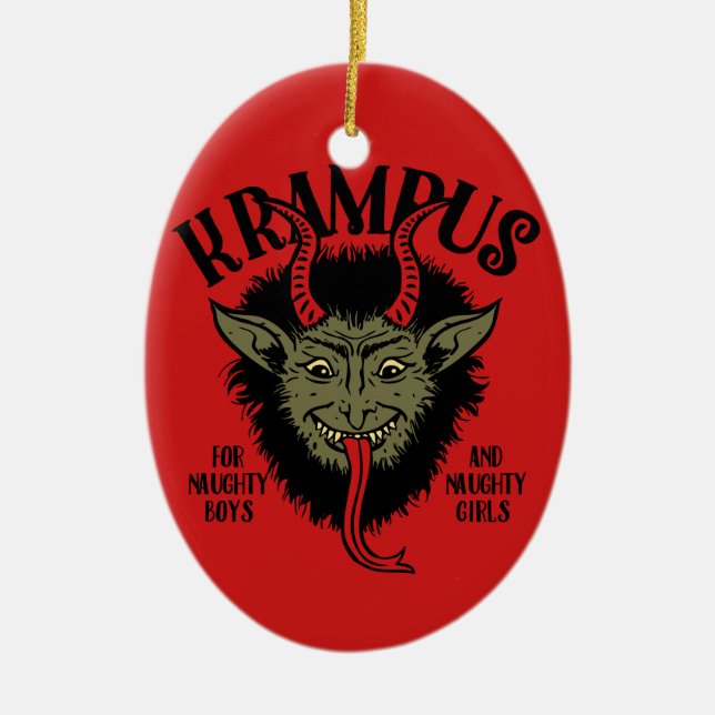 Krampus Face Naughty Ceramic Tree Decoration (Front)