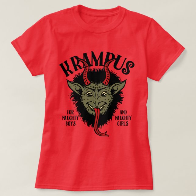 Krampus Face Naughty T-Shirt (Design Front)