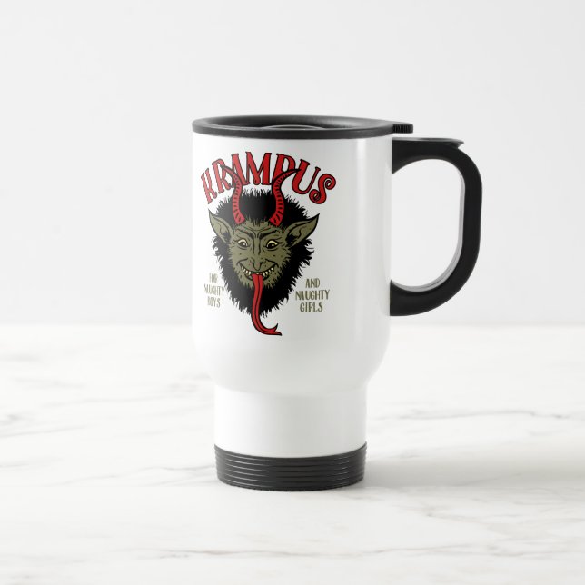 Krampus Face Naughty Travel Mug (Right)