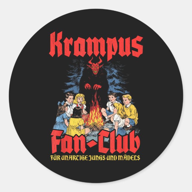 Krampus Fan-club Ugly Xmas German Christmas Demon  Classic Round Sticker (Front)