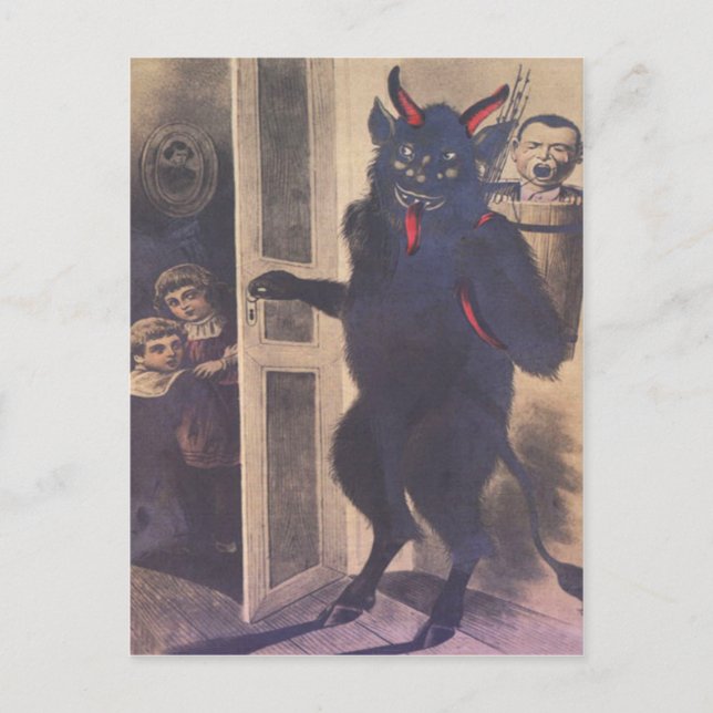 Krampus Gathering Family Holiday Postcard (Front)