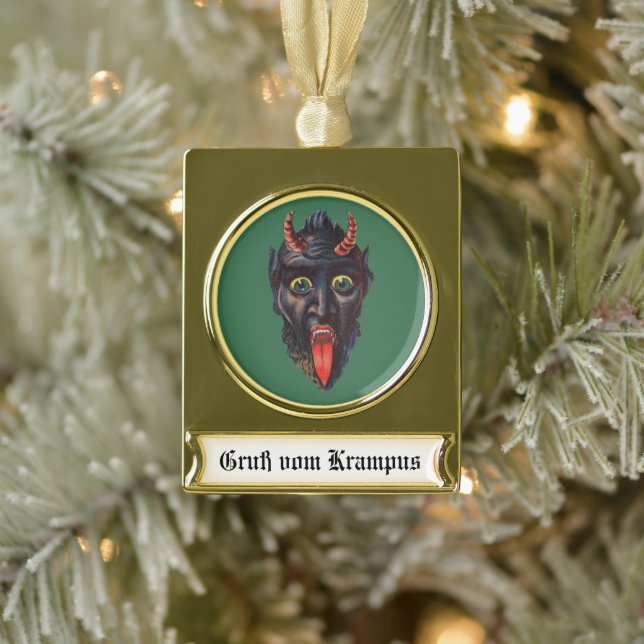Krampus Gold Plated Banner Christmas Ornament  (Tree)