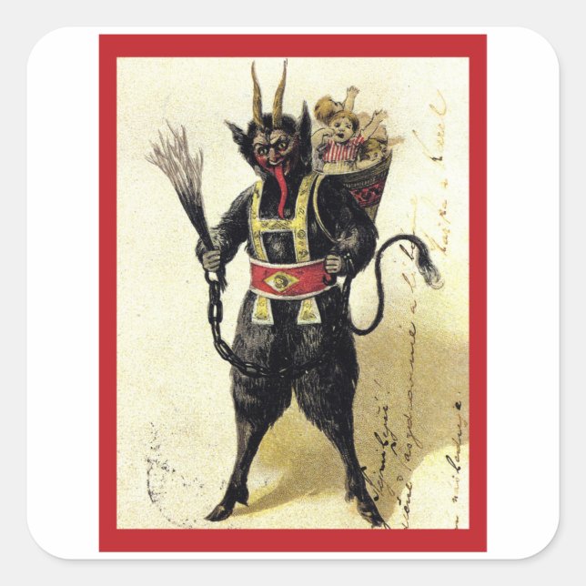 Krampus got your Kids - VVintage Krampus Square Sticker (Front)
