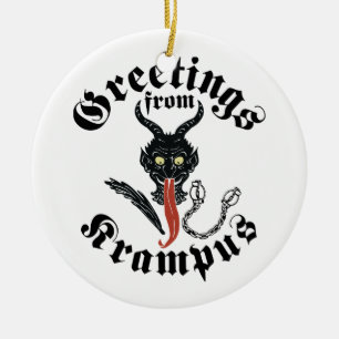 Krampus Greetings Ceramic Tree Decoration