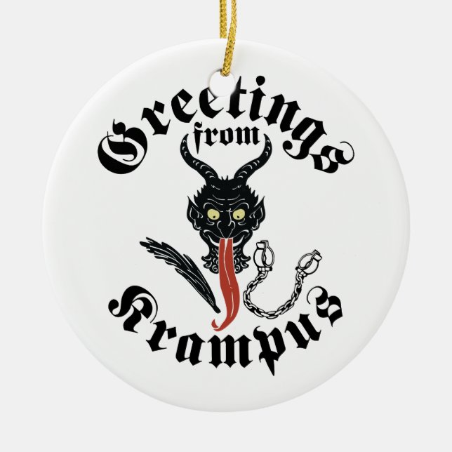 Krampus Greetings Ceramic Tree Decoration (Front)