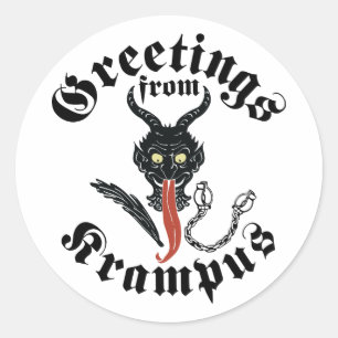 Krampus Greetings Classic Round Sticker