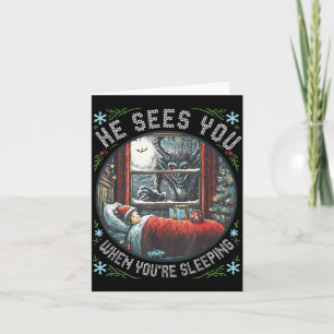 Krampus He Sees You When You're Sleeng Horror Chri Card