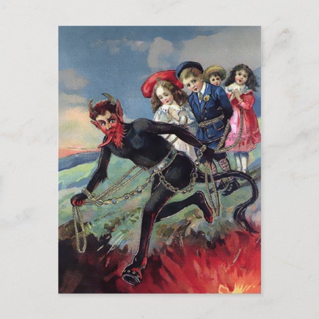 Krampus Heading to Hell Postcard (Front)