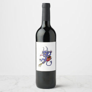 Krampus is coming christmas cartoon character illu wine label