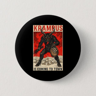 Krampus Is Coming To Town Christmas Horror Holiday 6 Cm Round Badge