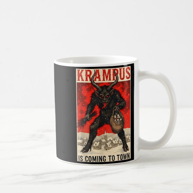 Krampus Is Coming To Town Christmas Horror Holiday Coffee Mug (Right)