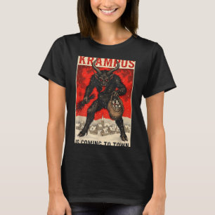 Krampus Is Coming To Town Christmas Horror Holiday T-Shirt