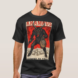 Krampus Is Coming To Town Christmas Horror Holiday T-Shirt