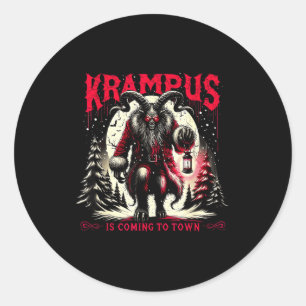 Krampus Is Coming To Town Dark Christmas Horror Xm Classic Round Sticker
