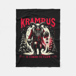 Krampus Is Coming To Town Dark Christmas Horror Xm Fleece Blanket