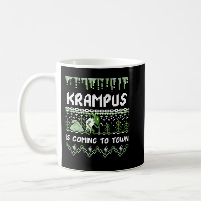 Krampus is Coming to Town - Funny Krampus Christma Coffee Mug (Left)
