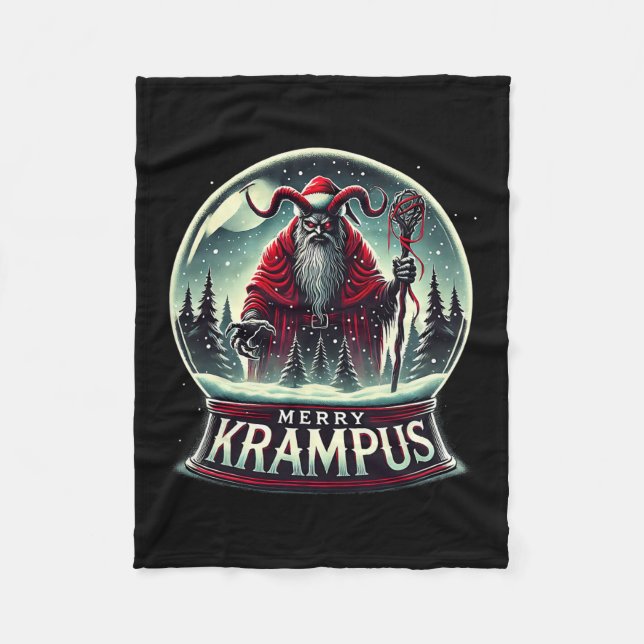 Krampus Is Coming To Town Horror Merry Krampus Chr Fleece Blanket (Front)