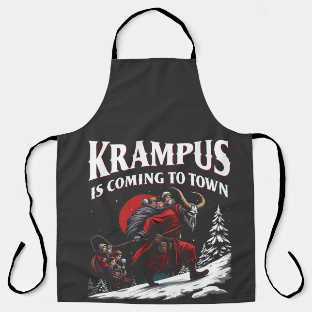 Krampus is Coming to Town Krampus Christmas  Apron (Front)