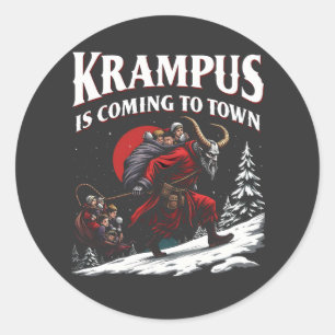 Krampus is Coming to Town Krampus Christmas Classic Round Sticker