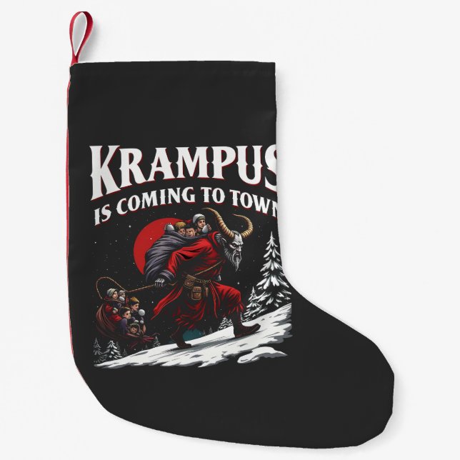 Krampus is Coming to Town Krampus Christmas  Small Christmas Stocking (Front)