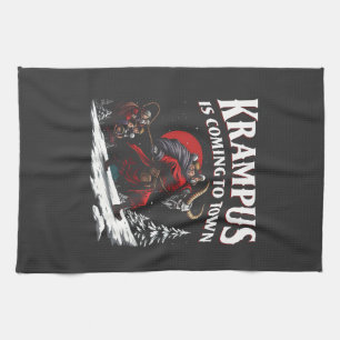 Krampus is Coming to Town Krampus Christmas Tea Towel