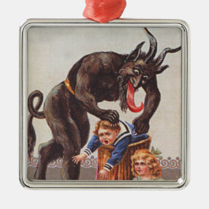 Krampus Kidnapping Children Metal Tree Decoration