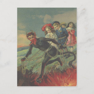 Krampus Kidnapping Children Postcard