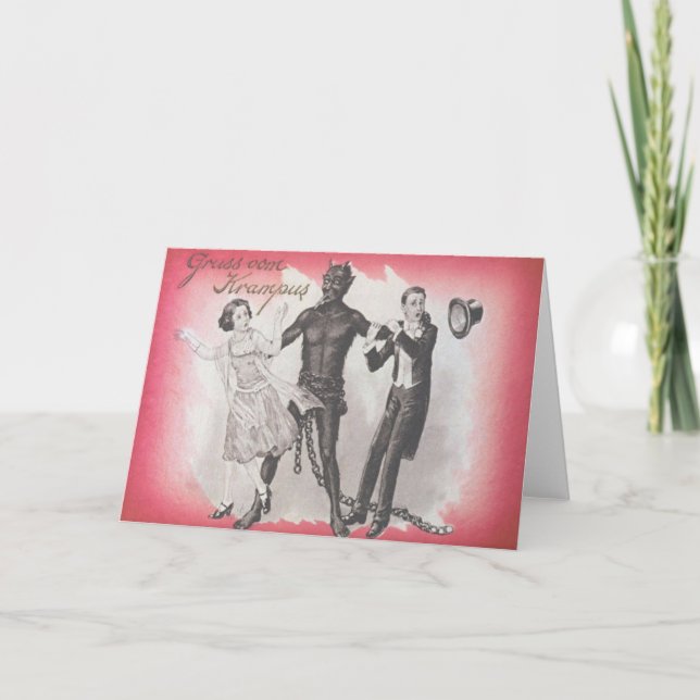 Krampus Kidnapping Couple Holiday Card (Front)