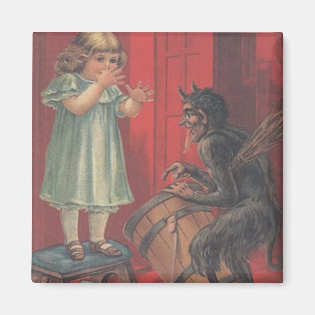Krampus Kidnapping Girl Magnet (Front)