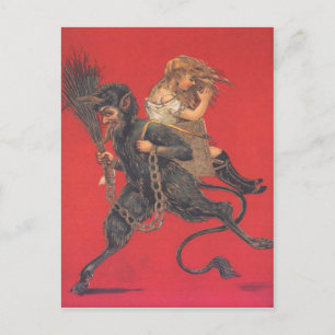 Krampus Kidnapping Girl Postcard