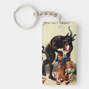Krampus Kids in Basket Christmas Holiday Xmas Key Ring