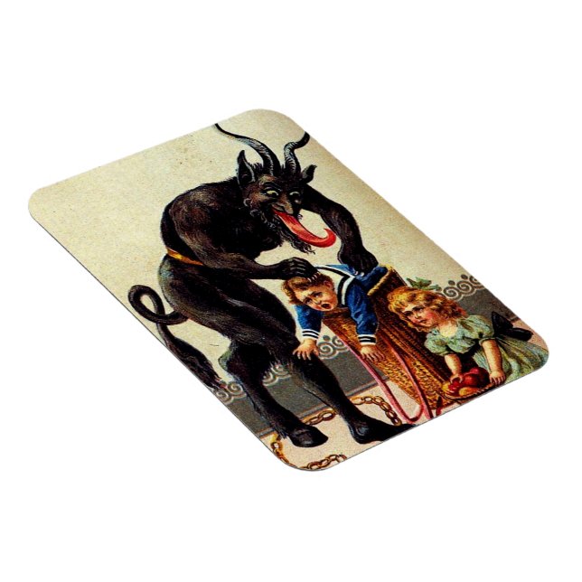 Krampus Kids in Basket Holiday Christmas Magnet (Right Side)
