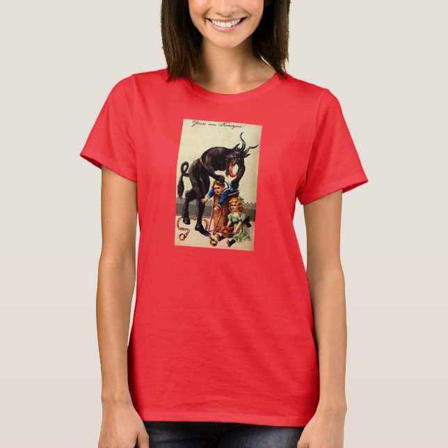 Krampus Kids in Basket Holiday Christmas Shirt (Front)