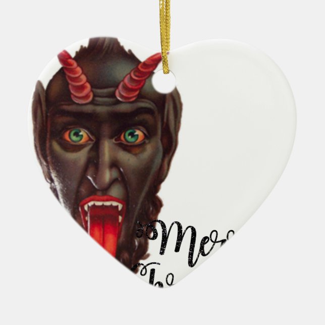 krampus merry christmas ceramic tree decoration (Front)